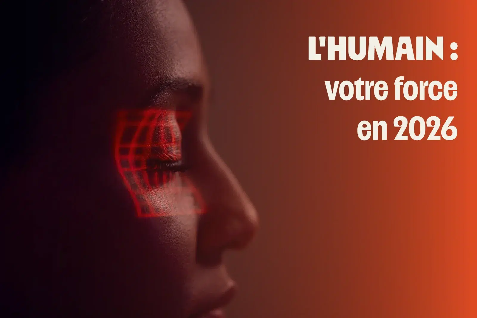 Connecté par des lignes numériques orange, symbolisant l'identité de marque humaine et la stratégie digitale de Lomaly en 2026